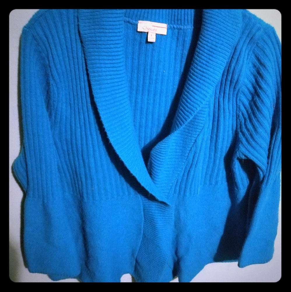 Short blue cardigan 3/4 sleeve